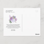 Dusty Paarse Peonies Foto Weddenschap Dank je Briefkaart (Achterkant)