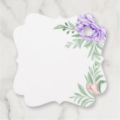 Dusty Paarse Peony Roos Greenery Leaves Wedding Bedankjes Labels (Achterkant)