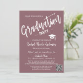 Dusty Paarse QR Code Afstuderen Kaart (Staand voorkant)