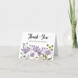 Dusty Paarse Spring Floral Personalized Wedding Bedankkaart
