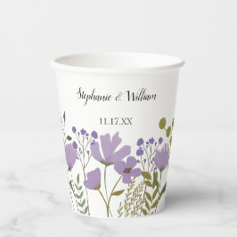 Dusty Paarse Spring Floral Wedding Personalized Papieren Bekers