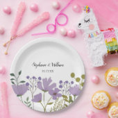 Dusty Paarse Spring Floral Wedding Personalized Papieren Bordje (Feest)