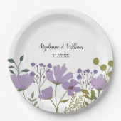 Dusty Paarse Spring Floral Wedding Personalized Papieren Bordje (Voorkant)