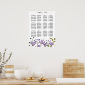 Dusty Paarse Spring Floral Wedding Seating Chart Poster (Keuken)