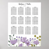 Dusty Paarse Spring Floral Wedding Seating Chart Poster (Voorkant)