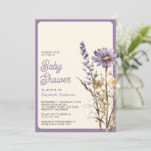 Dusty Paarse Wildflower Foto QR Code Baby shower Kaart (Staand voorkant)