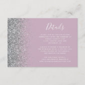 Dusty Paarse zilveren glitter rand bruiloft detail Informatiekaartje (Voorkant)