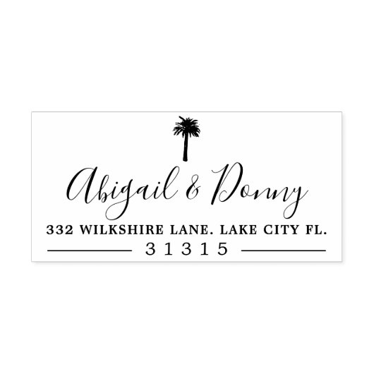 Dusty Palm | Beach Thleding Wedding Self-Inking St Zelfinktende Stempel (Design)