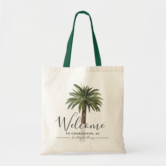 Dusty Palms | Bestemmingsweddenschap Gedekte Canva Tote Bag (Voorkant)