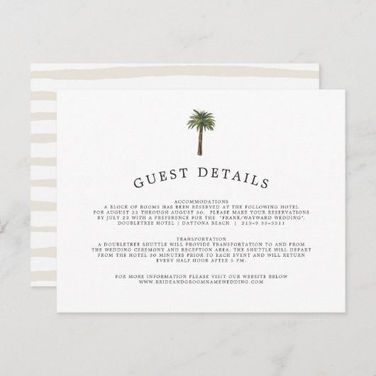 Dusty Palms | Informatie voor huwelijksgasten Informatiekaartje (Voorkant / Achterkant)