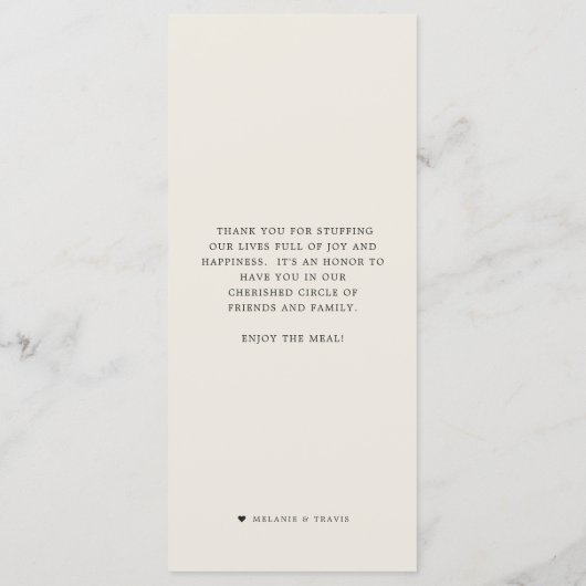 Dusty Palms | Menu Kustbruiloft Dinner Event (Achterkant)