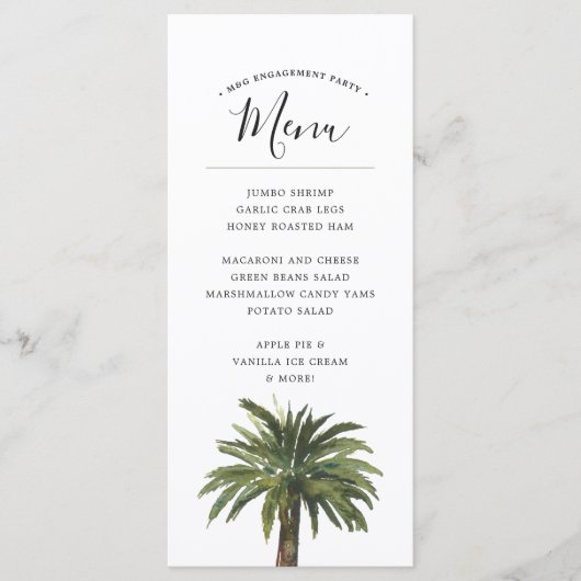 Dusty Palms | Menu Kustbruiloft Dinner Event (Voorkant)