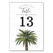 Dusty Palms | Strand Bruiloft Tafel Nummer Kaart (Achterkant)