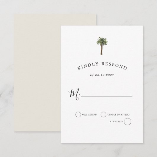 Dusty Palms | Weddengeviering | Antwoord op RSVP (Voorkant / Achterkant)