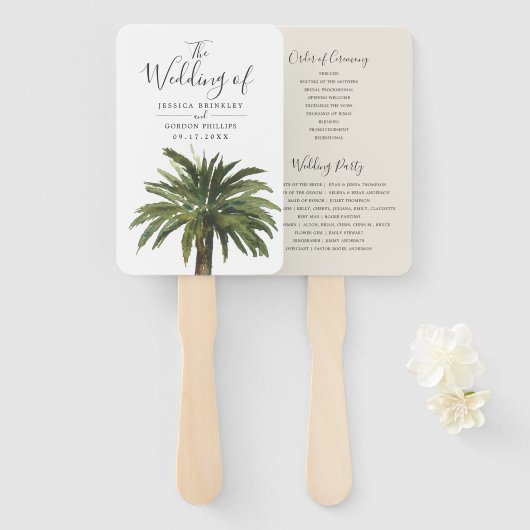 Dusty Palms | Weddenschap-programma Hand Fan Handwaaier (Voorkant en achterkant)
