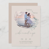 Dusty Palomino Roos Leafy Foto Save The Date (Voorkant / Achterkant)