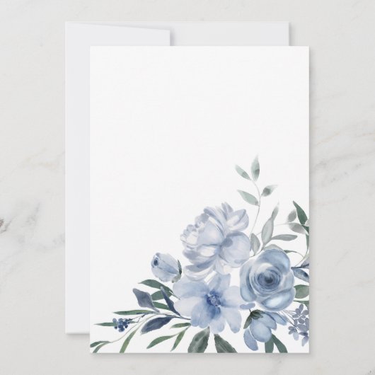 Dusty Pastel Blauwe Bloemen Bruid Save The Date (Achterkant)
