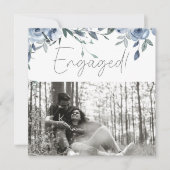 Dusty Pastel Blauwe Bloemen Foto Verlovingsfeest (Voorkant)