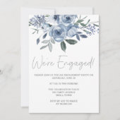 Dusty Pastel Blauwe Bloemen Verlovingsfeest Kaart (Voorkant)