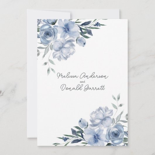 Dusty Pastel Blauwe Bloemen Verlovingsfeest Kaart (Achterkant)