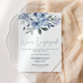 Dusty Pastel Blauwe Bloemen Verlovingsfeest Kaart