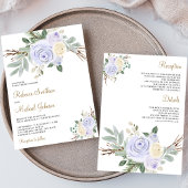 Dusty Pastel Paarse Floral All-in-One Weddenschap Kaart