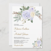 Dusty Pastel Paarse Floral All-in-One Weddenschap Kaart (Voorkant)