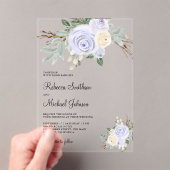 Dusty Pastel Purple Floral Wedding Acryl Uitnodigingen (Insitu (Draagbaar))