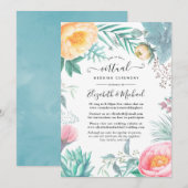 Dusty Pastel Tropical Floral Virtual Wedding Kaart (Voorkant / Achterkant)
