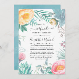 Dusty Pastel Tropical Floral Virtual Wedding Kaart