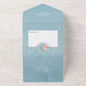 Dusty Pastel Tropical Floral Wedding All In One Uitnodiging (Buitenkant)