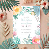 Dusty Pastel Tropical Summer Baby shower Kaart