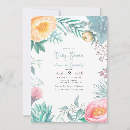 Dusty Pastel Tropical Summer Baby shower Kaart (Voorkant)