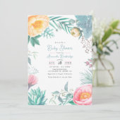Dusty Pastel Tropical Summer Baby shower Kaart (Staand voorkant)
