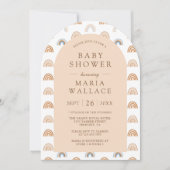 Dusty Peach Arch Earthy Boho Rainbow Baby shower Kaart (Voorkant)
