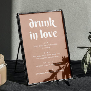 Dusty Peach Beige Wedding Bar Teken   Drunk In Lov Poster