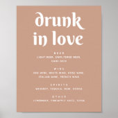 Dusty Peach Beige Wedding Bar Teken | Drunk In Lov Poster (Voorkant)
