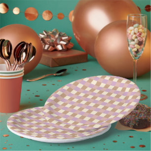 Dusty Peach en Lavender Plaid Papieren Bordje