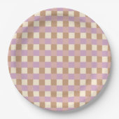 Dusty Peach en Lavender Plaid Papieren Bordje (Voorkant)