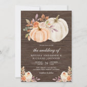 Dusty Peach Floral Pumpkin Barn Wood Weddenschap Kaart (Voorkant)