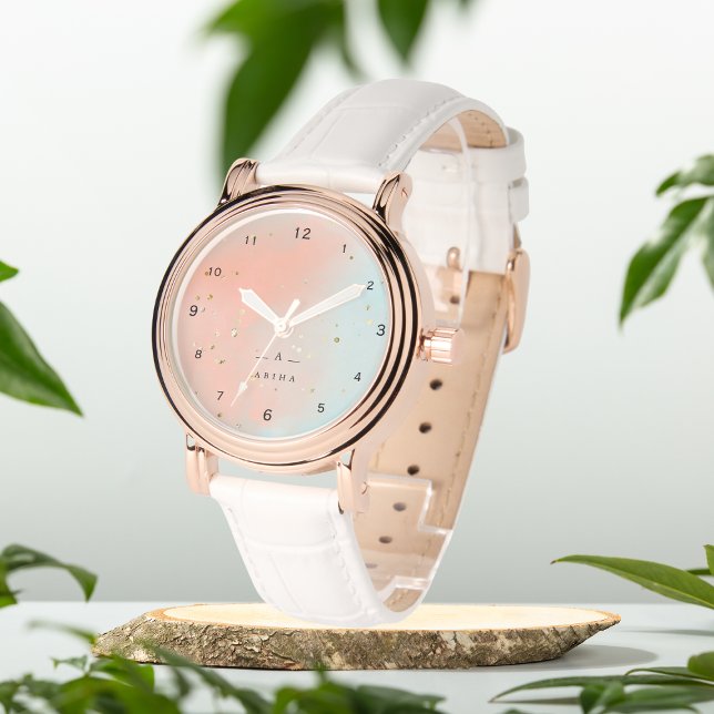 Dusty Peach gepersonaliseerde stijlvolle eWatch Horloge (Creator heeft geüpload)