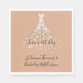 Dusty Peach Gold Confetti Diamonds Jurk Servet (Voorkant)