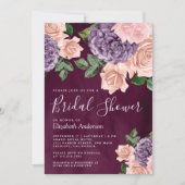 Dusty Peach Paars Floral Plum Vrijgezellenfeest Kaart (Voorkant)