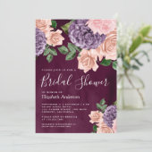 Dusty Peach Paars Floral Plum Vrijgezellenfeest Kaart (Staand voorkant)