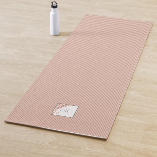 Dusty Peach Stripe Terracotta Butterfly Monogram Yogamat (In situ)