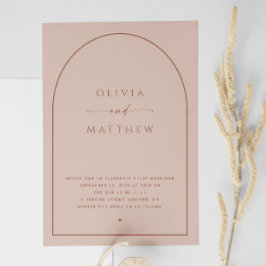 Dusty Peach Taupe Arch Wedding | Moderne foto + QR Kaart