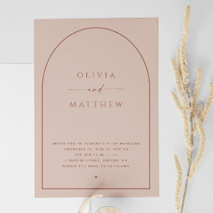 Dusty Peach Taupe Arch Wedding Moderne foto + QR Kaart