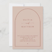 Dusty Peach Taupe Arch Wedding | Moderne foto + QR Kaart (Voorkant)