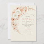Dusty Peach Wildflower Bruids Douche Uitnodiging (Voorkant)