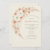 Dusty Peach Wildflower Bruids Douche Uitnodiging (Voorkant / Achterkant)